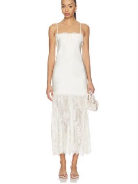 Heartloom Ivory Lace-Trim Midi Slip Dress